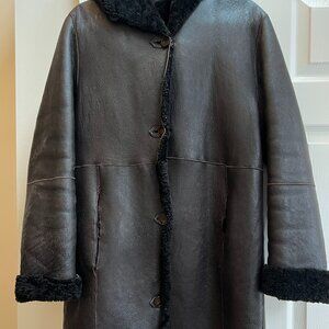 Women's Vintage Genuine Shearling 3/4 Length Reversible Jacket